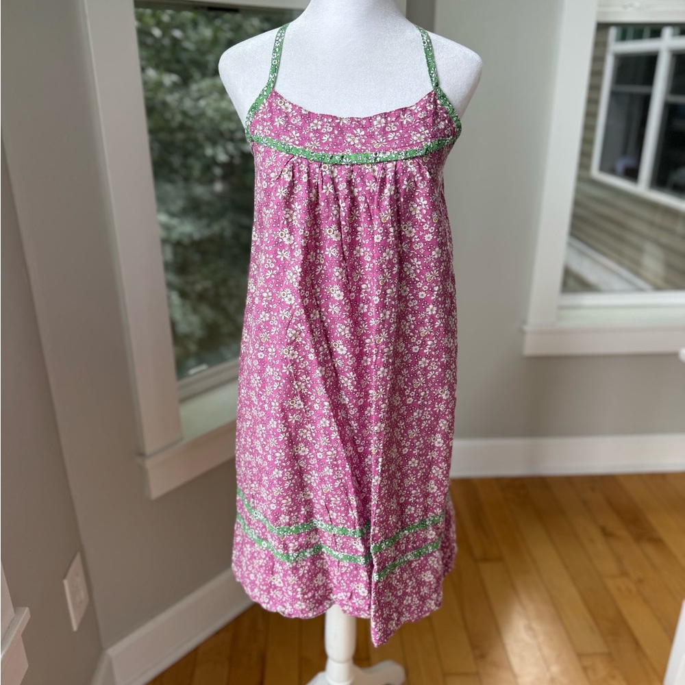Liberty Pink Green White Floral Cotton Slip Dress Adjustable Straps Size XL